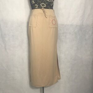 Vintage Nude Asian-inspired maxi skirt by “Jouly “